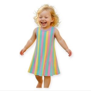 Flapdoodles Rainbow Stripe Sweater Dress Toddler Girls 2T NWT Cotton Spring